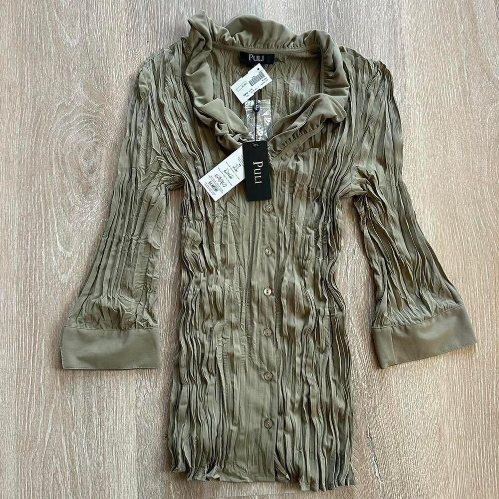 Puli Women's Green and Khaki Blouse